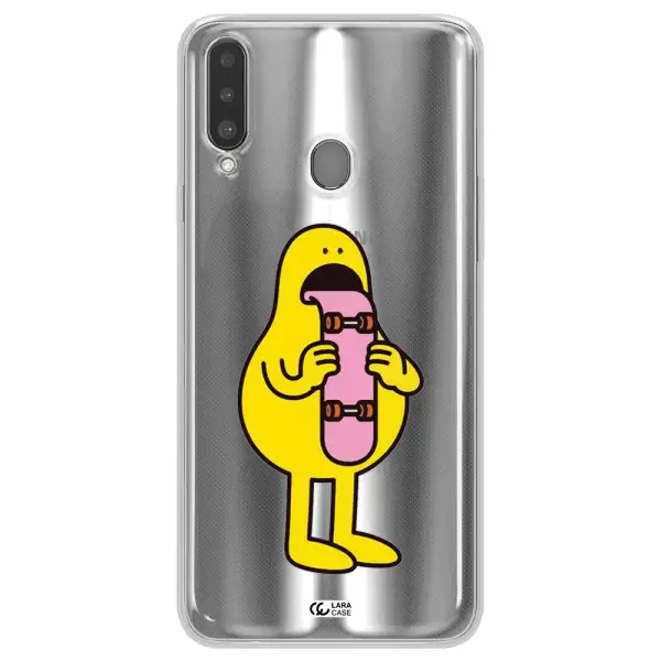a cartoon character holding a skateboard Samsung A20S Clear TPU Case