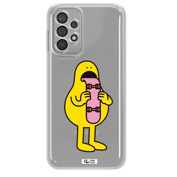 A Cartoon Character Holding A Skateboard Samsung A23 5G Clear Tpu Case