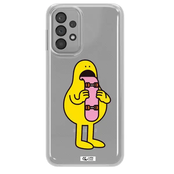 a cartoon character holding a skateboard Samsung A23 Clear TPU Case