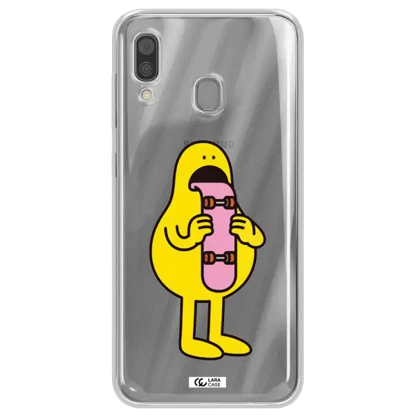 a cartoon character holding a skateboard Samsung A30 Clear TPU Case