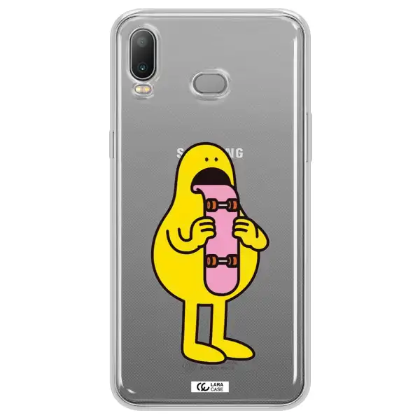 a cartoon character holding a skateboard Samsung A6S Clear TPU Case