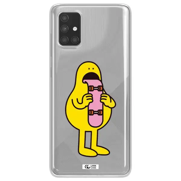 a cartoon character holding a skateboard Samsung A71 Clear TPU Case
