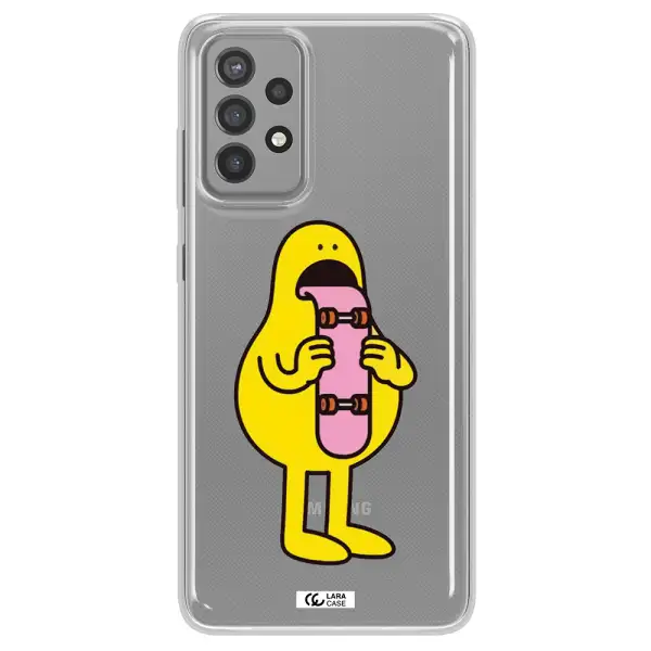 a cartoon character holding a skateboard Samsung A72 Clear TPU Case