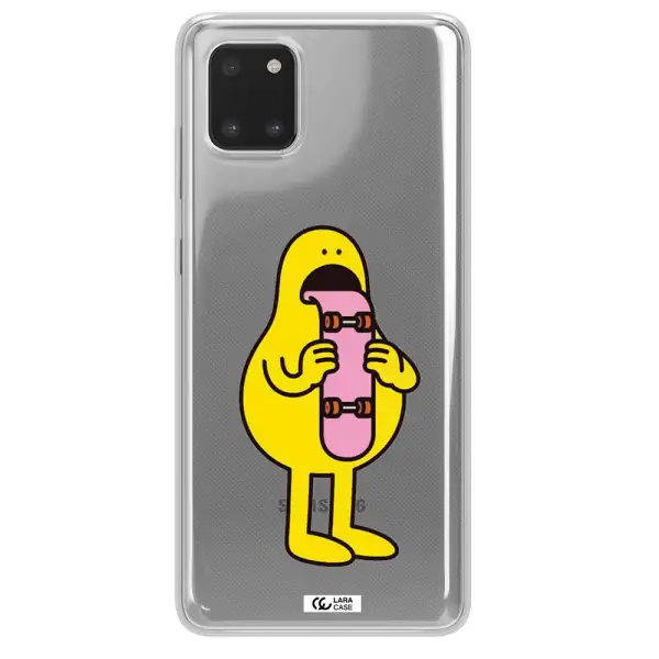 a cartoon character holding a skateboard Samsung A81 Clear TPU Case