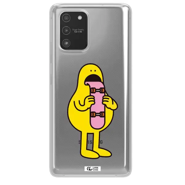 a cartoon character holding a skateboard Samsung A91 Clear TPU Case