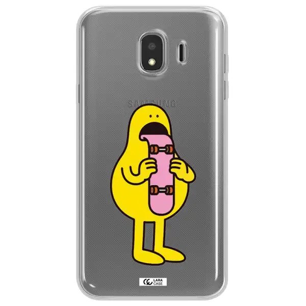 a cartoon character holding a skateboard Samsung J4 Clear TPU Case