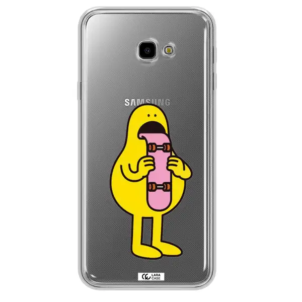 a cartoon character holding a skateboard Samsung J4 Plus Clear TPU Case