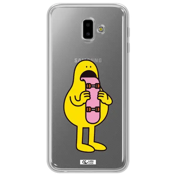 a cartoon character holding a skateboard Samsung J6 Plus Clear TPU Case