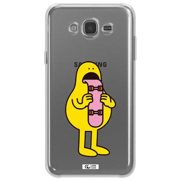 a cartoon character holding a skateboard Samsung J7 2015 Clear TPU Case