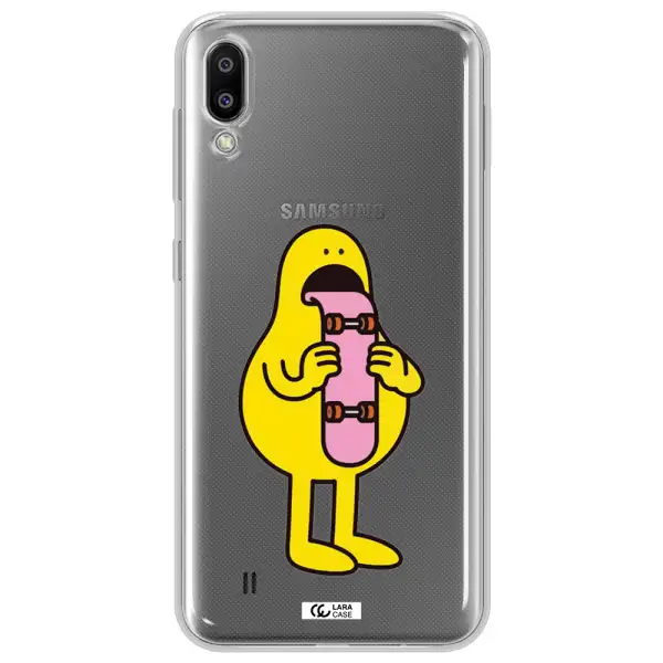 a cartoon character holding a skateboard Samsung M10 Clear TPU Case