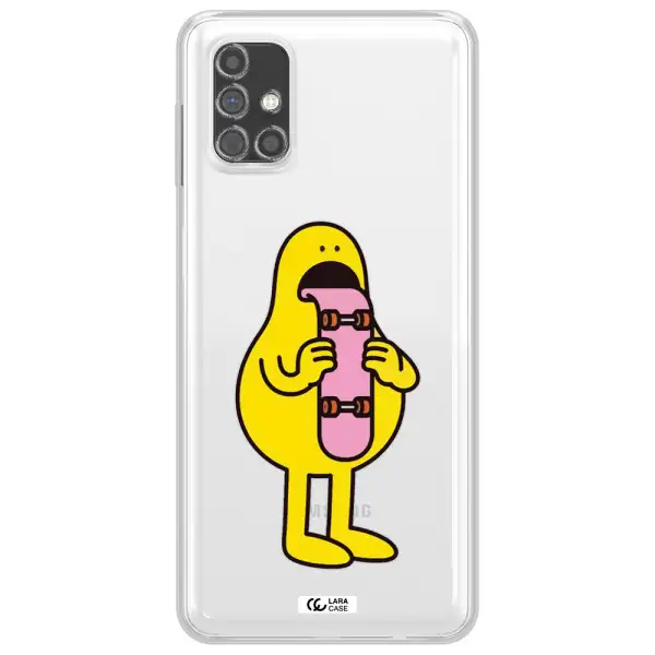 a cartoon character holding a skateboard Samsung M31S Clear TPU Case