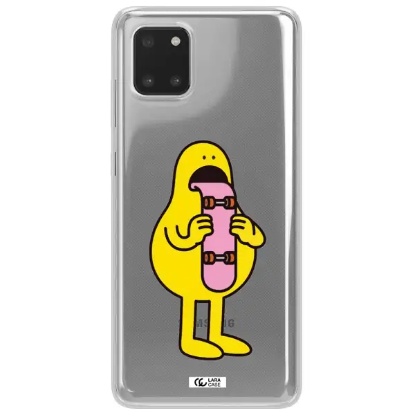 a cartoon character holding a skateboard Samsung Note 10 Lite Clear TPU Case