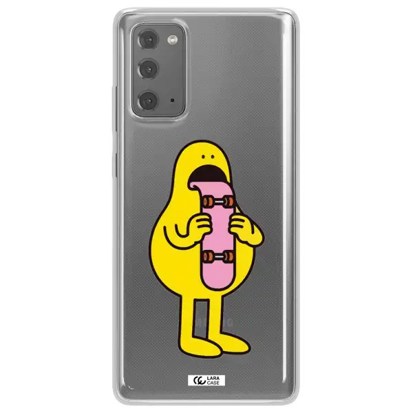a cartoon character holding a skateboard Samsung Note 20 Clear TPU Case