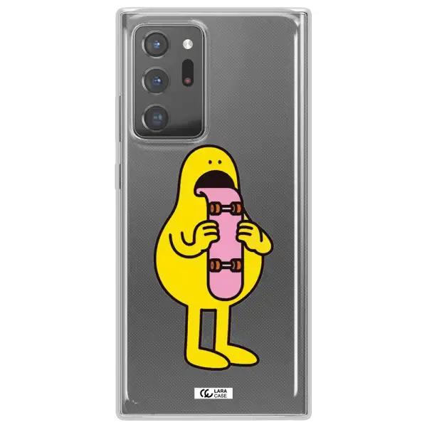 a cartoon character holding a skateboard Samsung Note 20 Ultra Clear TPU Case
