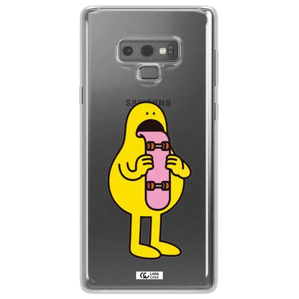 a cartoon character holding a skateboard Samsung Note 9 Clear TPU Case