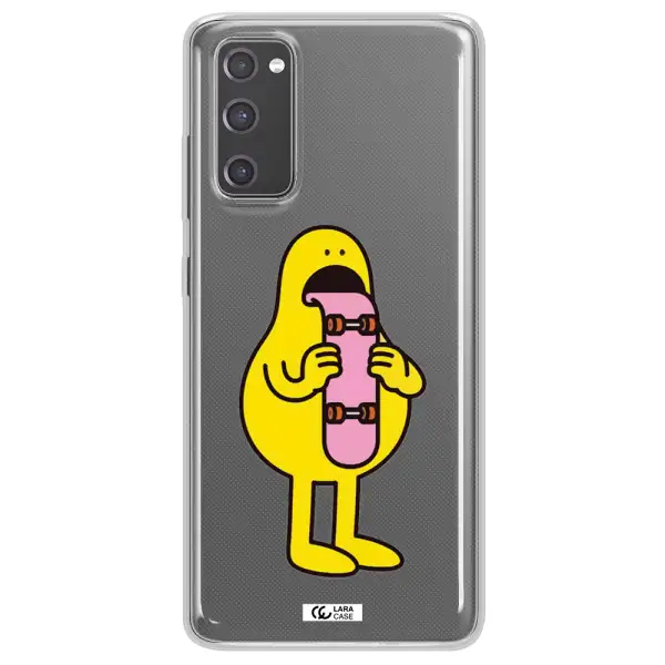 a cartoon character holding a skateboard Samsung S20 Fe Clear TPU Case