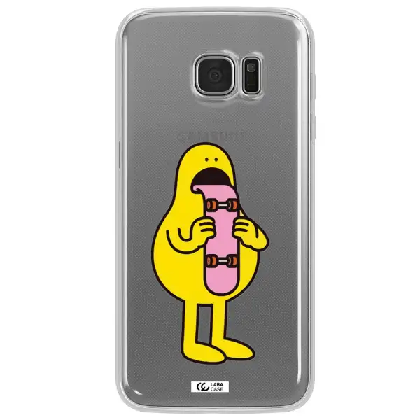 a cartoon character holding a skateboard Samsung S7 Edge Clear TPU Case