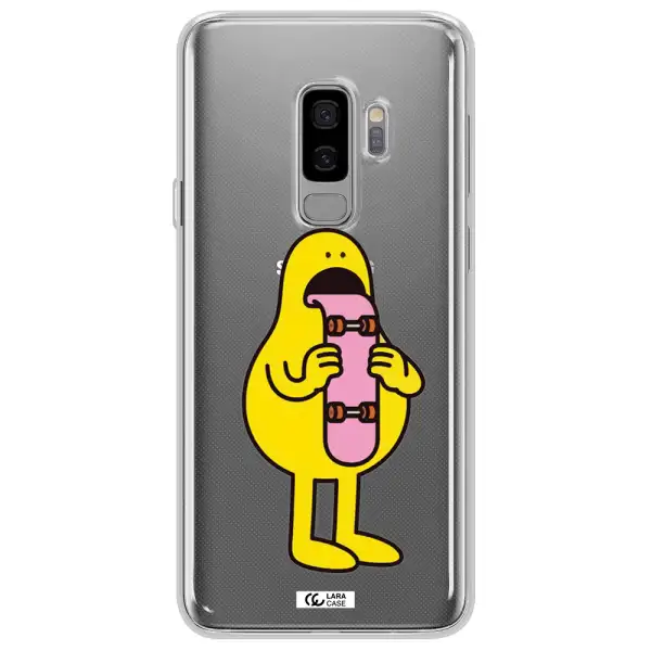 a cartoon character holding a skateboard Samsung S9 Plus Clear TPU Case