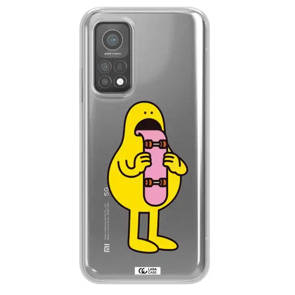 a cartoon character holding a skateboard Xiaomi Mi 10 T Pro Clear TPU Case