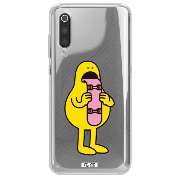 a cartoon character holding a skateboard Xiaomi Mi 9 Clear TPU Case