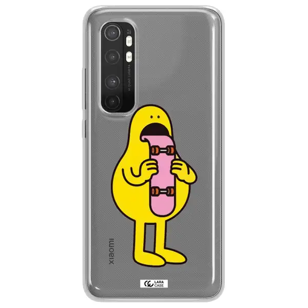 a cartoon character holding a skateboard Xiaomi Mi Note 10 Lite Clear TPU Case