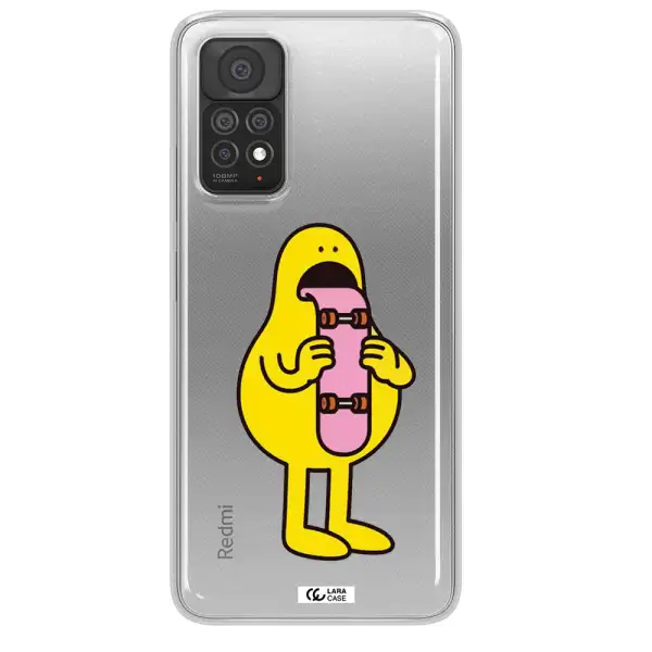 a cartoon character holding a skateboard Xiaomi Note 11 Pro Clear TPU Case