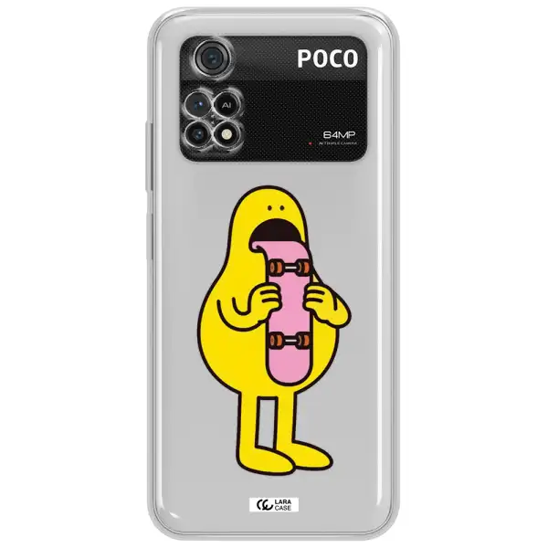 A Cartoon Character Holding A Skateboard Xiaomi Poco M4 Pro 4G Clear Tpu Case