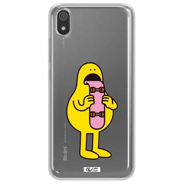 a cartoon character holding a skateboard Xiaomi Redmi 7A Clear TPU Case