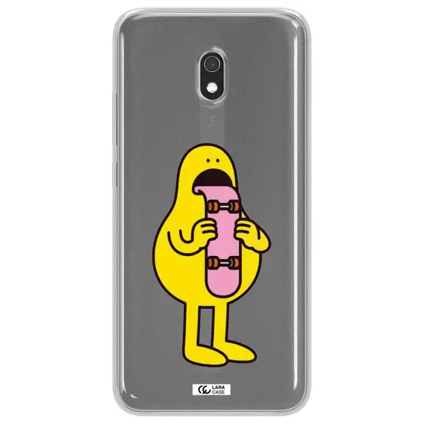 a cartoon character holding a skateboard Xiaomi Redmi 8A Clear TPU Case