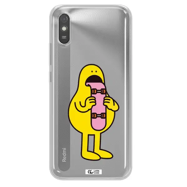 a cartoon character holding a skateboard Xiaomi Redmi 9A Clear TPU Case