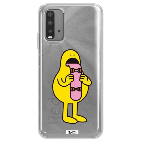 a cartoon character holding a skateboard Xiaomi Redmi 9T Clear TPU Case