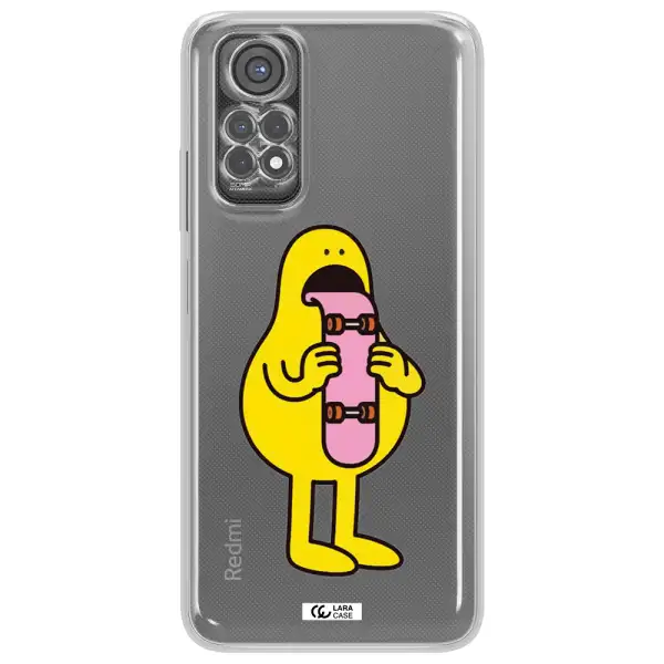 A Cartoon Character Holding A Skateboard Xiaomi Redmi Note 11S Clear Tpu Case