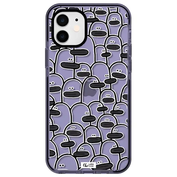 a group of white and black cartoon characters Apple iPhone 11 impact Lilac Case