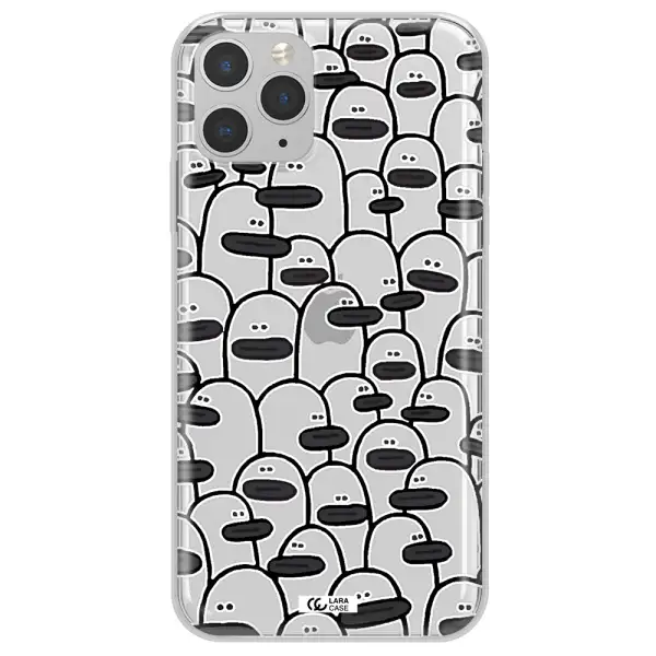 a group of white and black cartoon characters Apple iPhone 11 pro Clear TPU Case