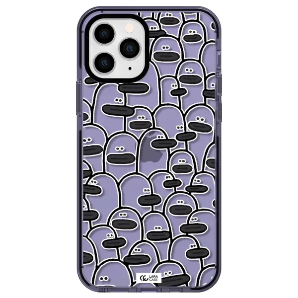 a group of white and black cartoon characters Apple iPhone 11 pro impact Lilac Case