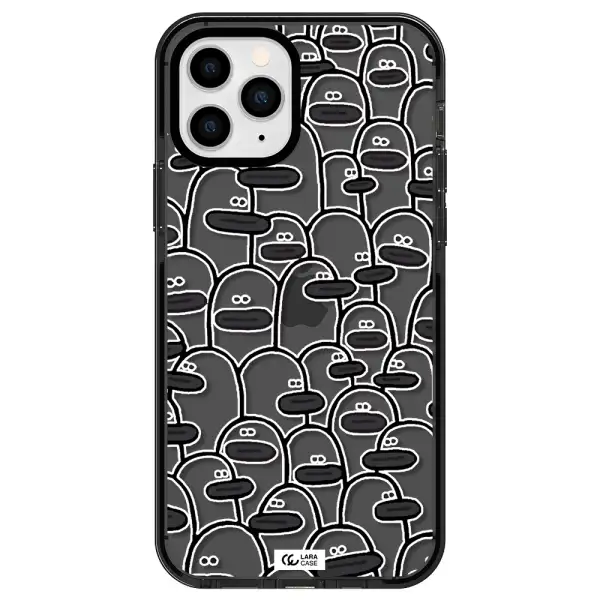 a group of white and black cartoon characters Apple iPhone 11 pro impact Smoke Black Case
