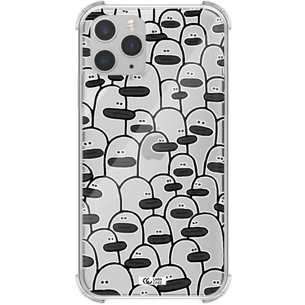 a group of white and black cartoon characters Apple iPhone 11 pro max Clear PC Case