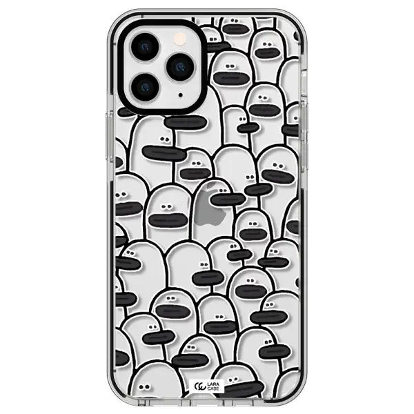 a group of white and black cartoon characters Apple iPhone 11 pro max impact black border Case