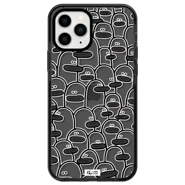 a group of white and black cartoon characters Apple iPhone 11 pro max impact Smoke Black Case