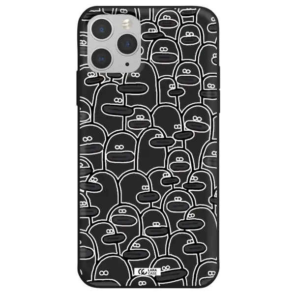 a group of white and black cartoon characters Apple iPhone 11 pro max Silicone black Case