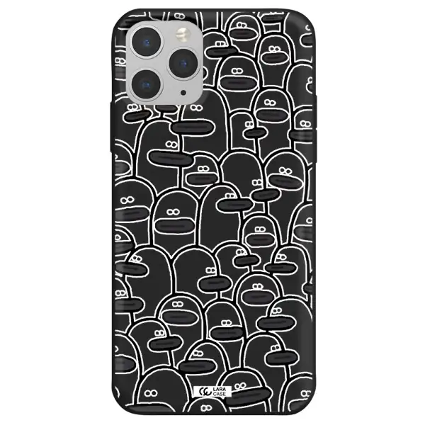 a group of white and black cartoon characters Apple iPhone 11 pro Silicone black Case