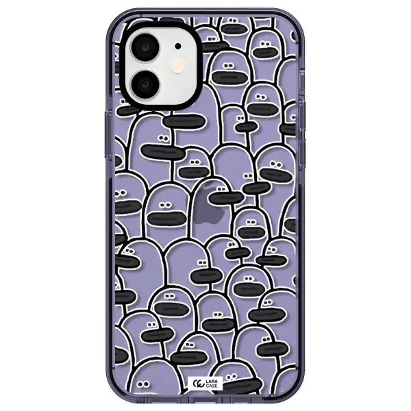 a group of white and black cartoon characters Apple iPhone 12 impact Lilac Case