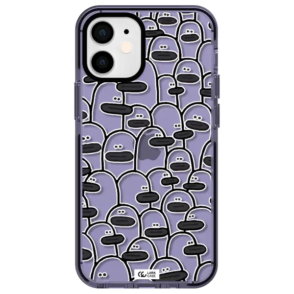 a group of white and black cartoon characters Apple iPhone 12 mini impact Lilac Case