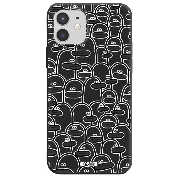 a group of white and black cartoon characters Apple iPhone 12 mini Silicone black Case