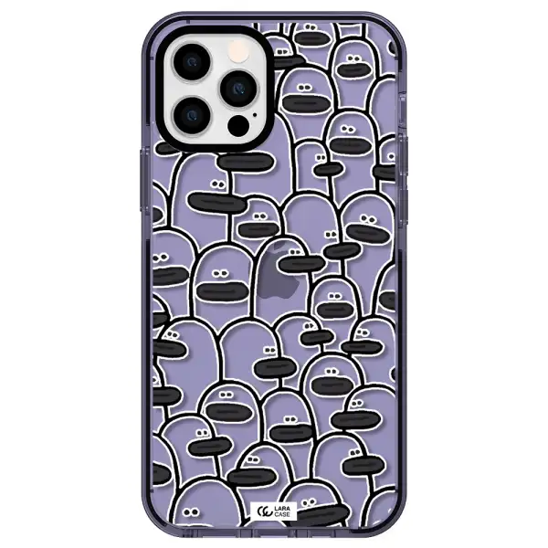 a group of white and black cartoon characters Apple iPhone 12 pro impact Lilac Case