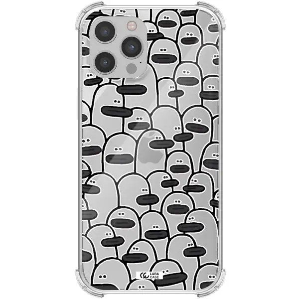 a group of white and black cartoon characters Apple iPhone 12 pro max Clear PC Case