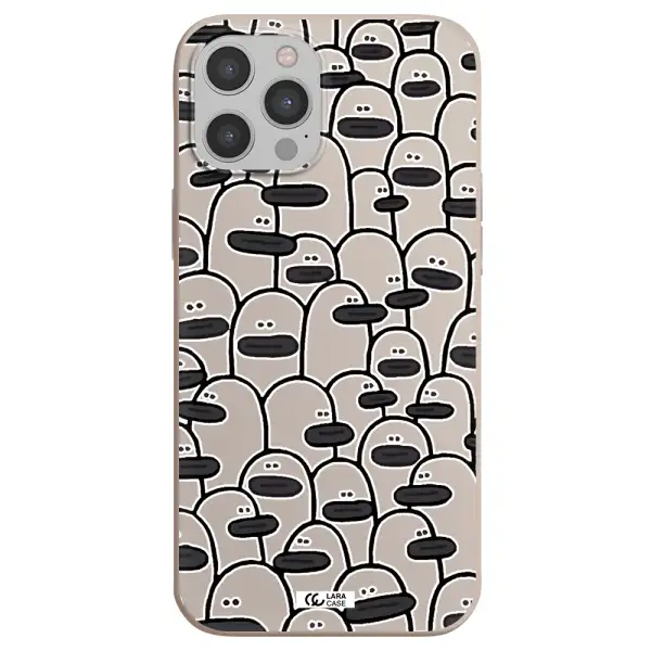 a group of white and black cartoon characters Apple iPhone 12 pro Silicone Stone Case