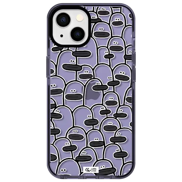 a group of white and black cartoon characters Apple iPhone 13 impact Lilac Case