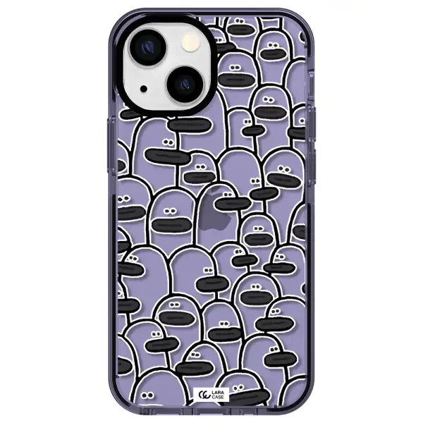 a group of white and black cartoon characters Apple iPhone 13 mini impact Lilac Case