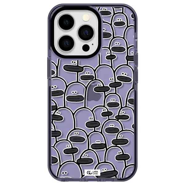 a group of white and black cartoon characters Apple iPhone 13 Pro impact Lilac Case